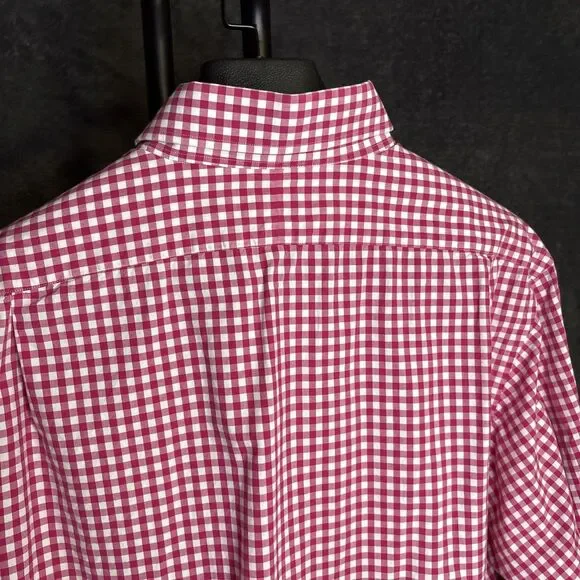 Polo Ralph Lauren Check Plaid Shirt Mens 17 1/2  Button-Down Preppy Red - Picture 6 of 9